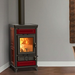 wood stove fireplace in the most classic meaning of the word, equipped with a large combustion chamber